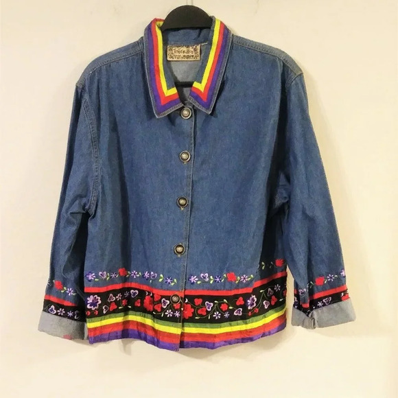 Tantrums Jackets & Blazers - Tantrum Blues Vintage‎ Floral Embroidered Jean Jacket
